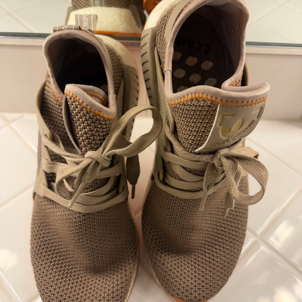 Adidas Tan Knit Lace-Up Sneakers
